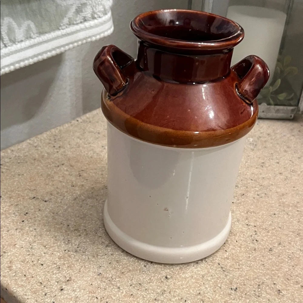 Two-Handle Vintage Brown Milk Jug